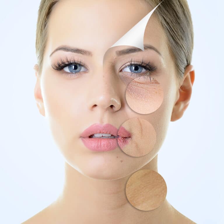 woman face with anti-aging skin treatment